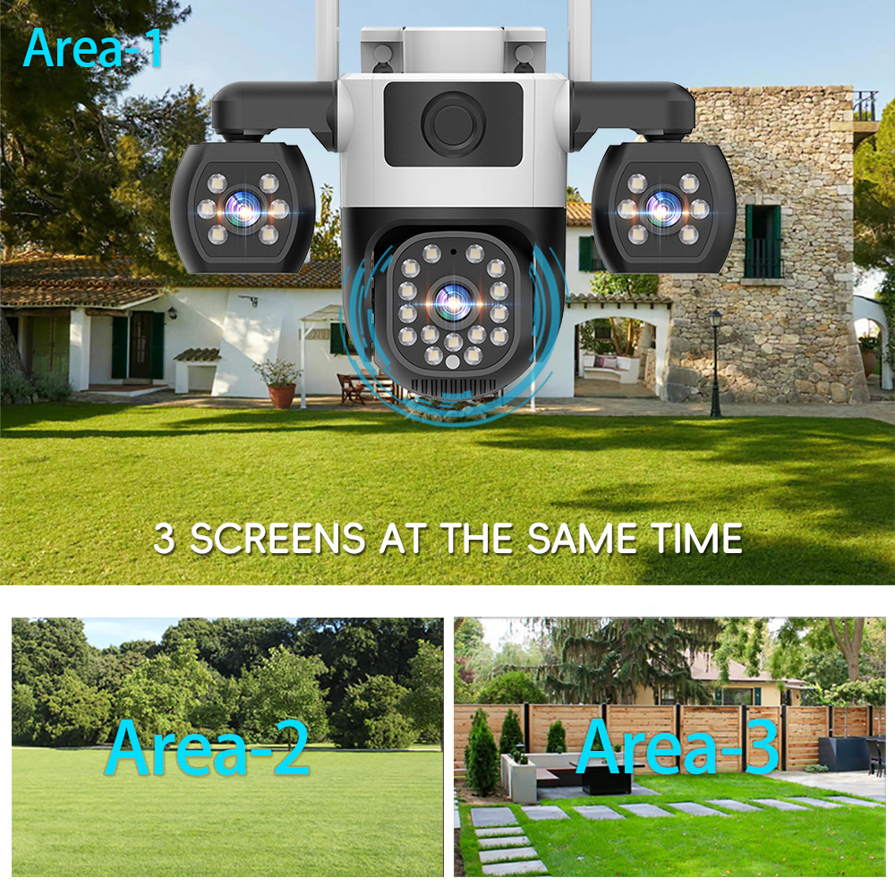 Explosión transfronteriza V380 triple lente 4G teléfono móvil de monitoreo remoto HD inteligente wifi cámara impermeable de 360 grados
