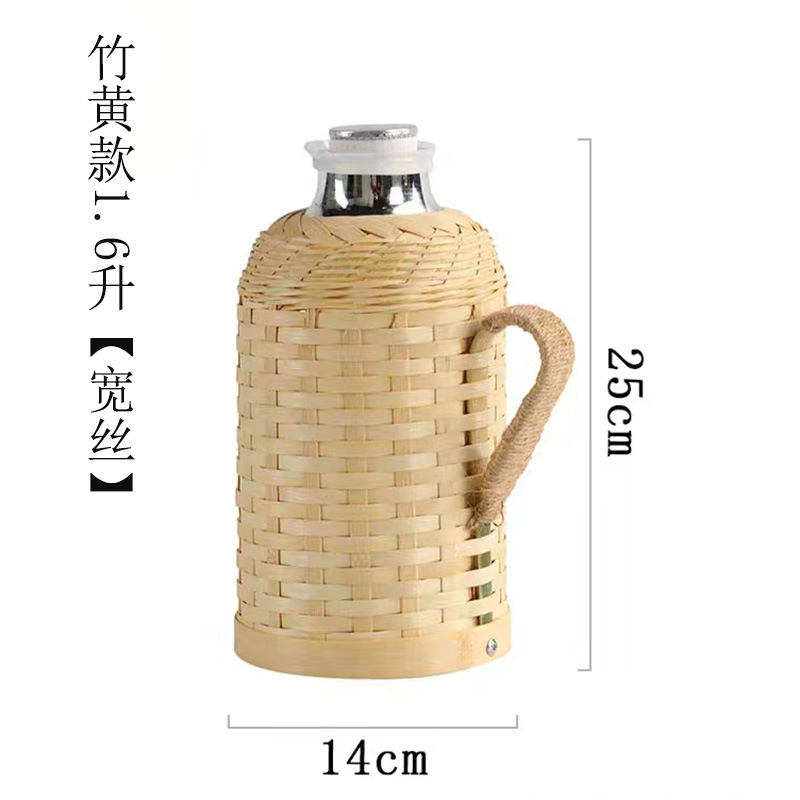 竹編み湯沸かし器家庭用手作り伝統紫竹編み花中国式レトロ茶室レストラン大容量保温ポット|undefined