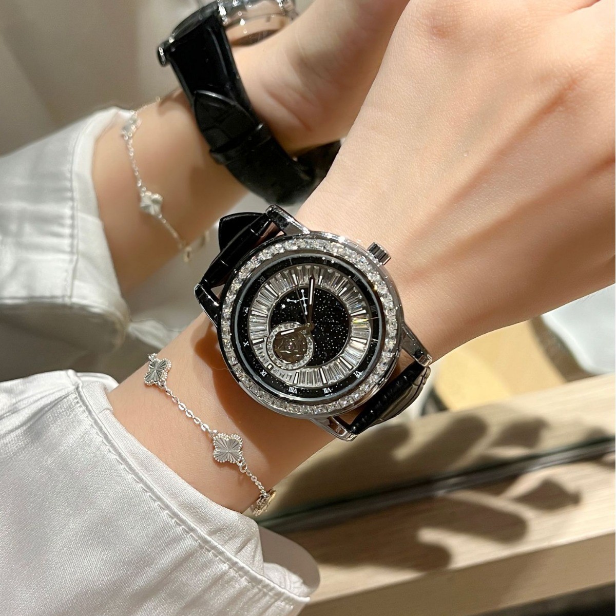 2024 new genuine goods tourbillon hollow automatic pure mechanical travel time watch waterproof luminous men's watch