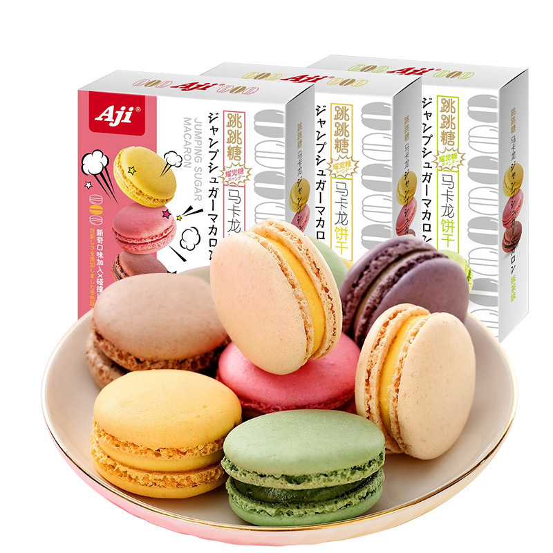 AJI jump jump sugar Macaron sandwich biscuits 133g multi -flavored office net red casual snack food wholesale