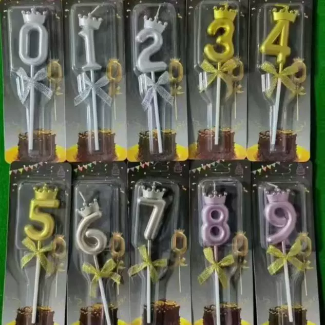 银色金色玫瑰金色皇冠蝴蝶结数字蜡烛派对创意生日蛋糕数字蜡烛