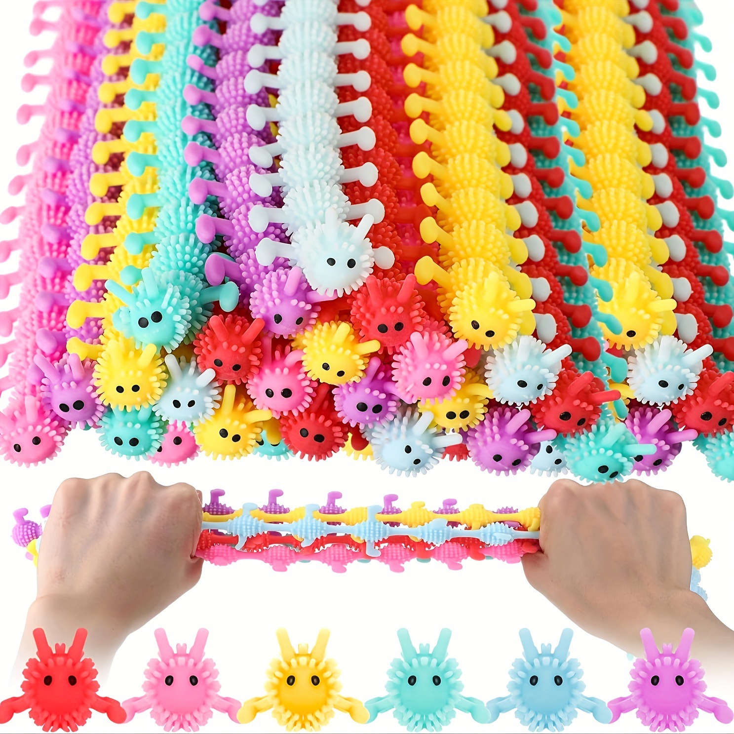 Juguetes extraños transfronterizos TPR pegamento suave descarga juguetes de reducción de presión unicornio oruga pulsera la-la - la