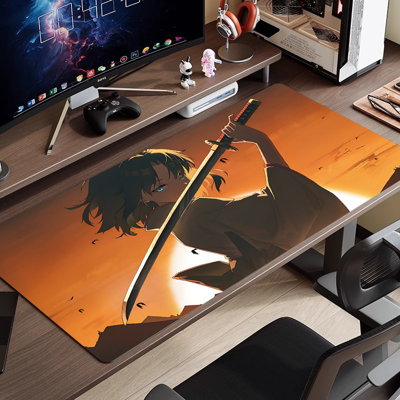 黒と白のアニメマウスパッド特大シンプルな二次元eスポーツボーイズコンピュータデスクパッド大型キーボードパッド|undefined