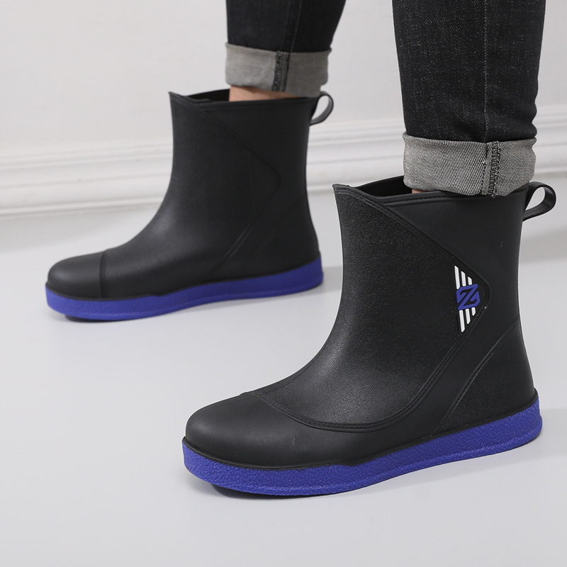 2024 nuevas Botas de lluvia zapatos de goma para hombres Botas de lluvia a media pantorrilla Cocina para llevar zapatos de agua de moda Zapatos de pesca para hombres zapatos de trabajo moda