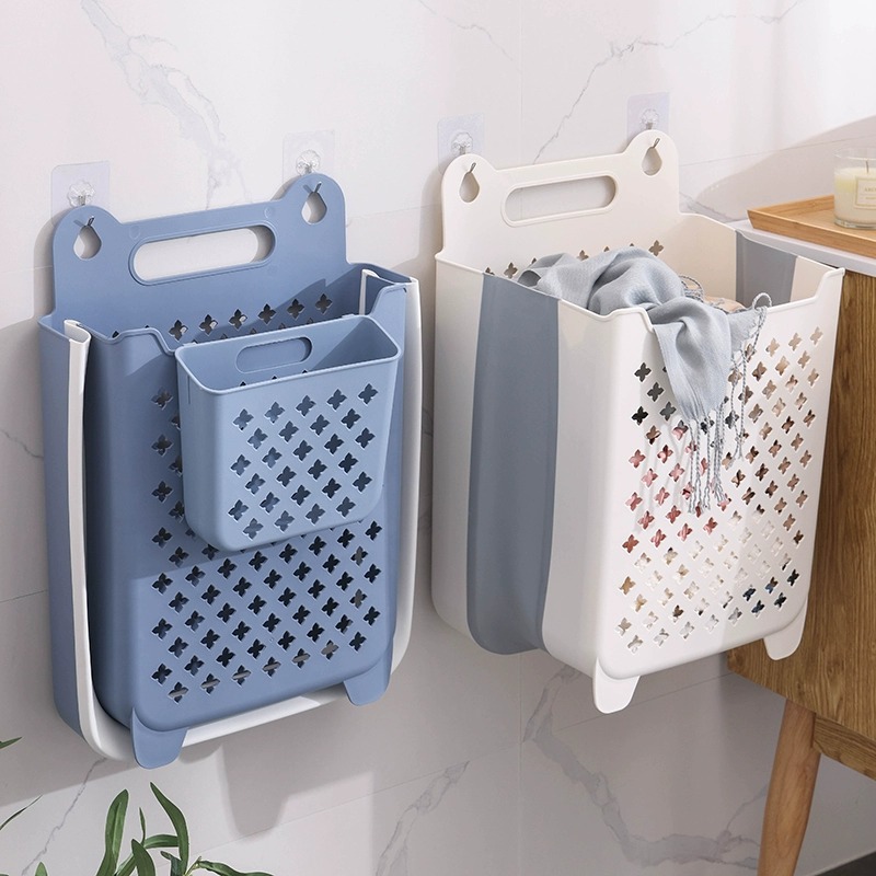 Wall hanging laundry basket household folding laundry basket storage large storage basket plastic laundry basket wholesale doll storage bucket