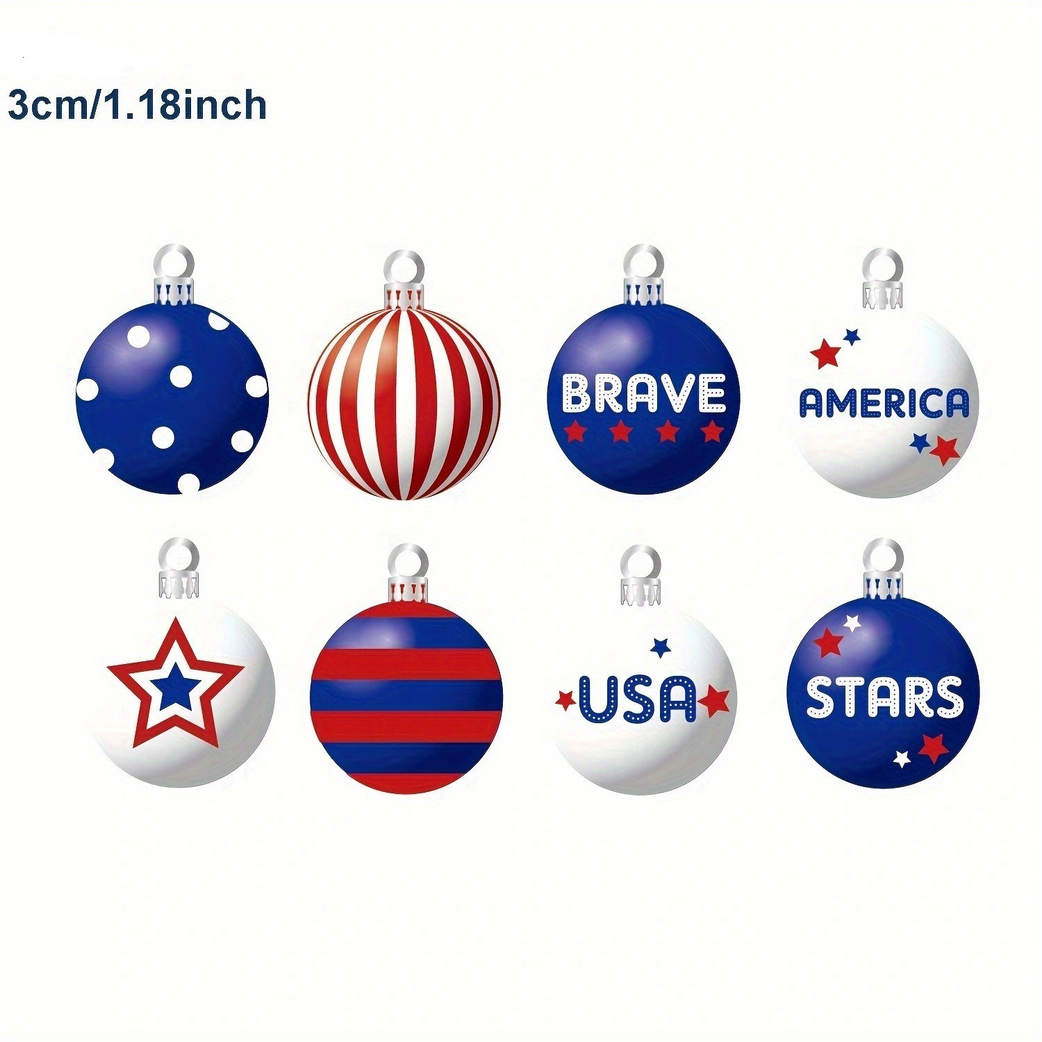 Día de la Independencia transfronteriza de los Estados Unidos 3cm 5cm Navidad bola de decoración de plástico Día Nacional de la atmósfera bola de decoración