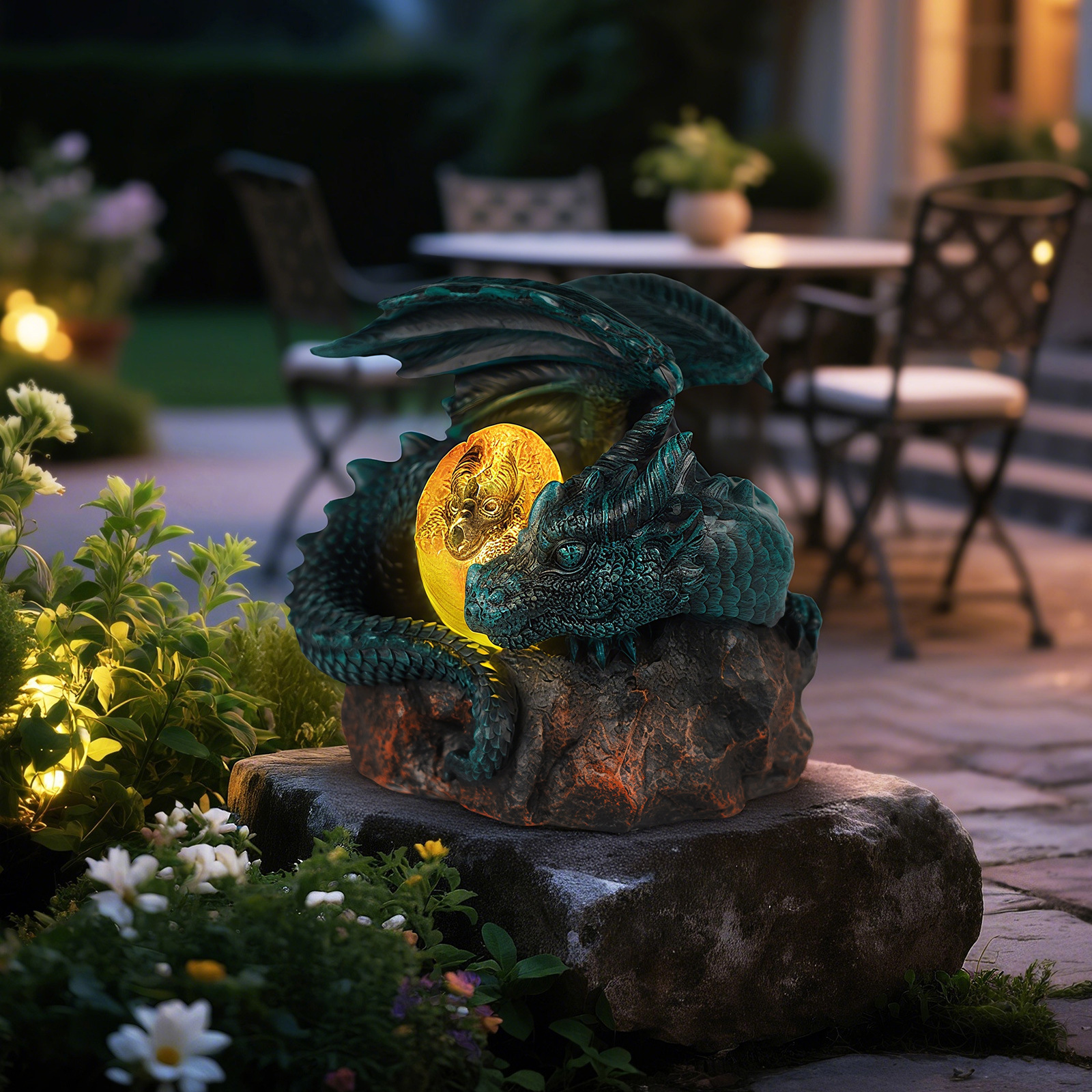  Goodies to Protect the Dragon Egg Resin Dragon Statue Solar Ornaments Creative Outdoor Courtyard Garden Decorations