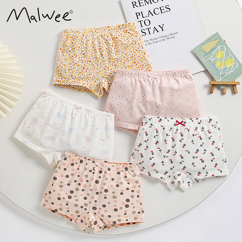 Malwee transfronterizo ropa interior de niñas nuevo estilo europeo y americano cómodo transpirable A clase de niños grandes cómodos shorts cinco paquetes