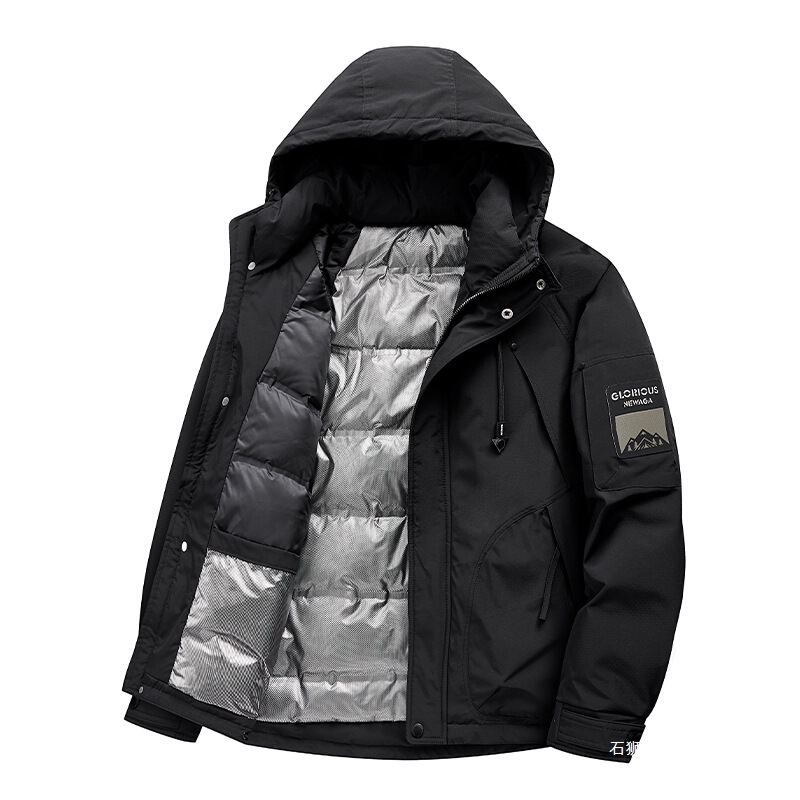 Cross-Border Export National Standard 50 down Jacket Men's Hooded down Jacket Short 2025 New Fashion Brand Workwear Winter
