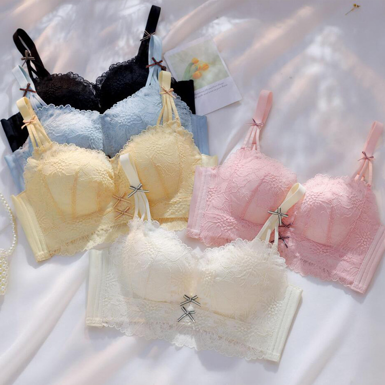 Underwear for Women Without Rims, Small Breasts, Thickeneded Modal Breast-Retracting Anti-Sagging Bra, Adjustable Bra Set