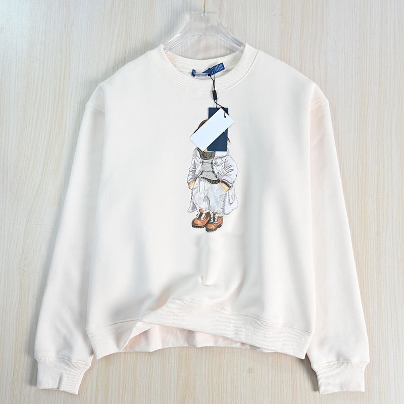 Siqi Women's Clothing 258/11 Classic Cartoon Bear Thick Cotton Blended Belly Velvet Round Neck Casual Long Sleeve Sweatshirt