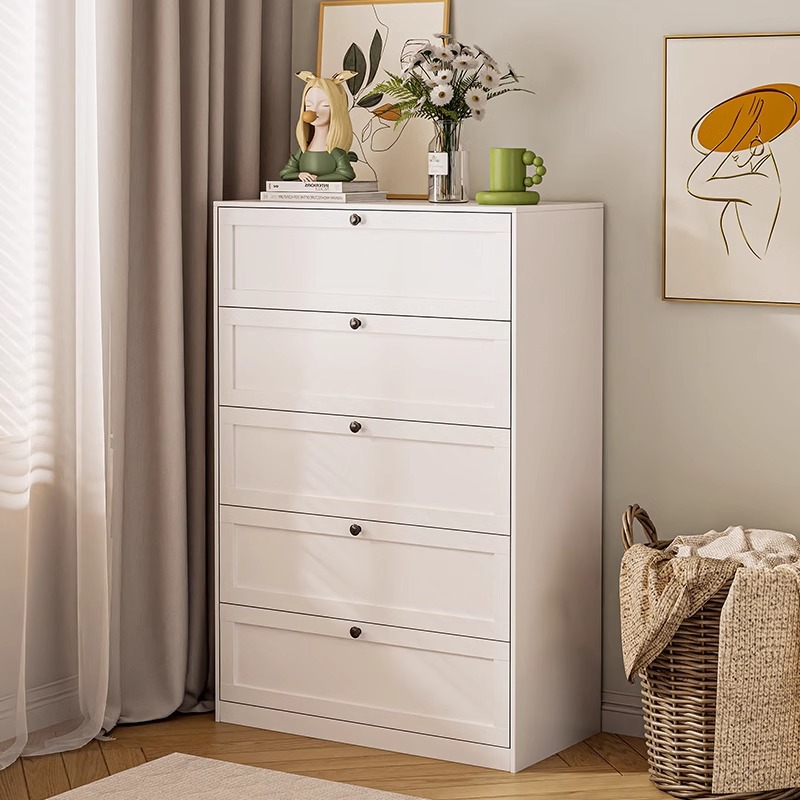 Iron five-drawer cabinet, simple home living room wall-mounted integrated storage cabinet, bedroom multi-layer floor bed end drawer cabinet