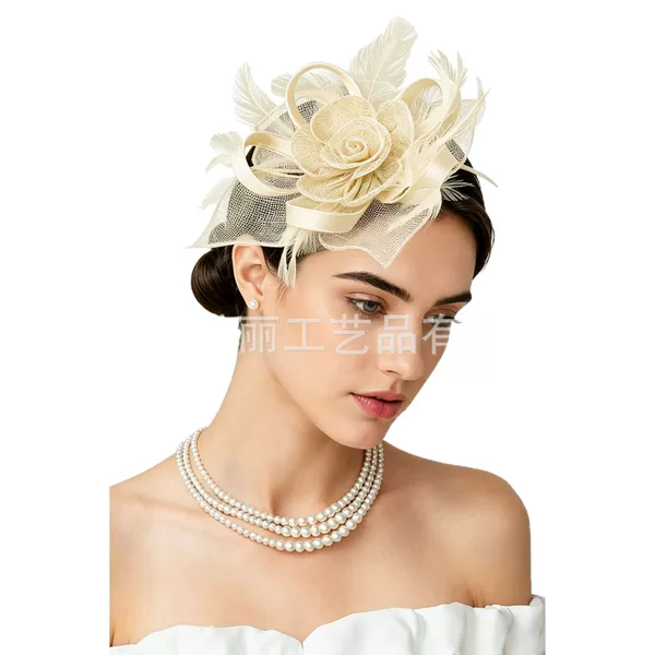 Amazon vintage linen hair accessories, feather headbands, party fashion feather and linen headbands