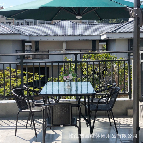 Outdoor table and chair set, balcony table and chair set, three-piece outdoor wicker chair combination, simple and casual outdoor courtyard set