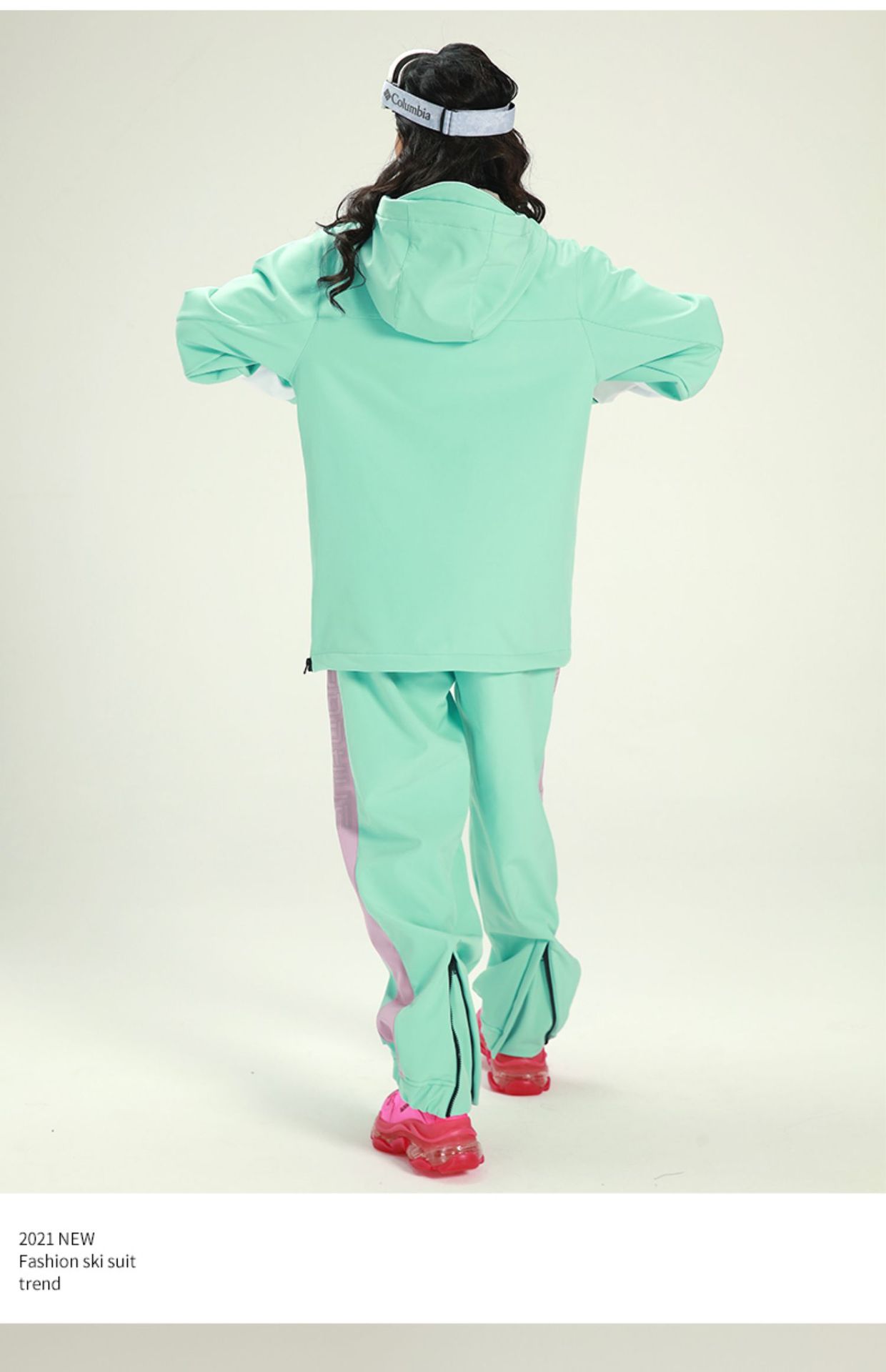 Damen Schneeanzug Winddicht warm mintgrün Schneeanzug Jacke Snowboard Winterhose_voghion.com