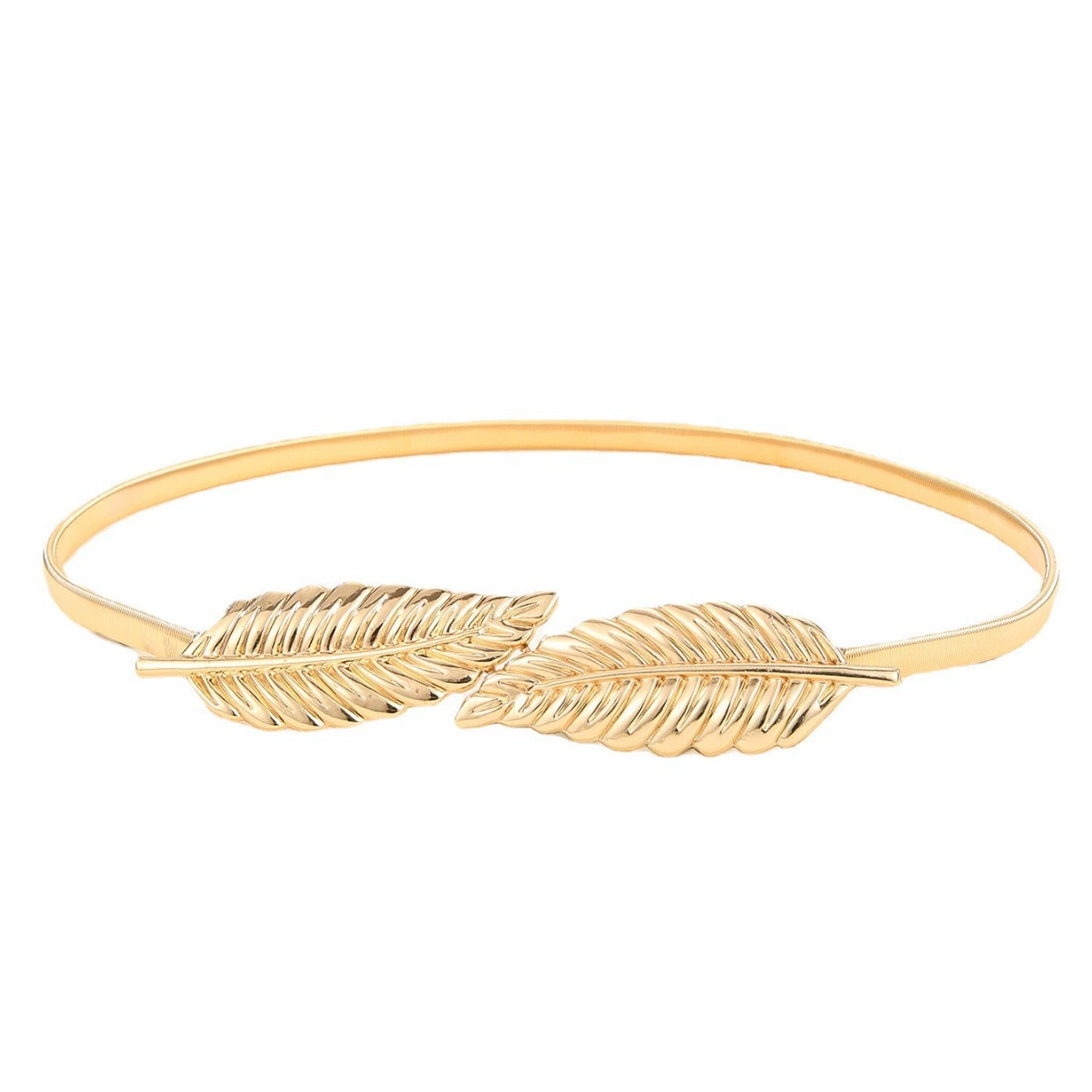 Cross -border Royal Sister Wind Metal Limin Chain Golden Leaf Belt Factory wholesale personality relief chain foreign trade direct supply