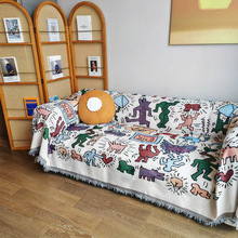 涂鸦沙发盖布沙发巾北欧风卡通沙发全盖沙发套沙发罩沙发盖布巾
