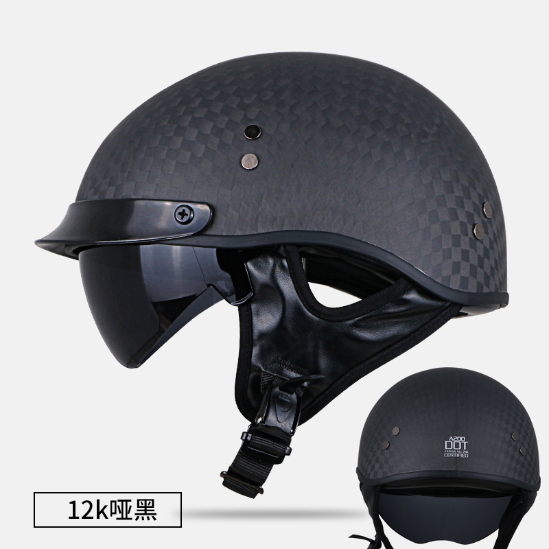 Summer Helmet Retro | Motuoche Motosiklet kaskı (dəbilqə) - glossy-black-3k-carbon-fiber-m