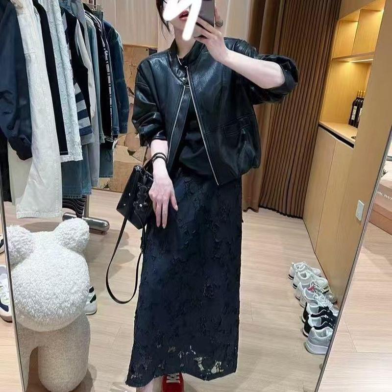 2025早春新款时尚立领PU皮衣外套女宽松显瘦百搭休闲夹克上衣黑色|undefined