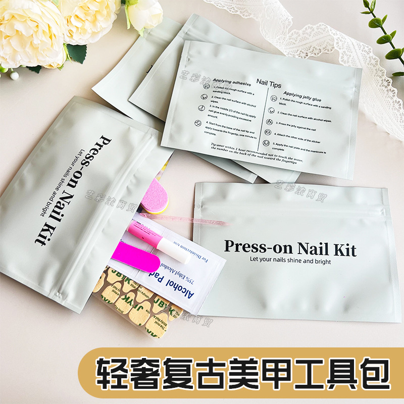Nail Art Tool Kit with High-End Luxury Materials, Including Gel Strips, Wooden Sticks, Cotton Pads, and Specialized Tools for Nail Salons