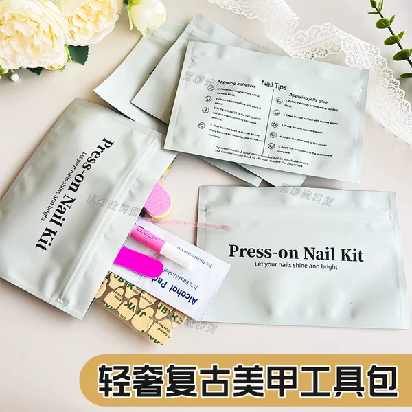 Nail Art Tool Kit with High-End Luxury Materials, Including Gel Strips, Wooden Sticks, Cotton Pads, and Specialized Tools for Nail Salons