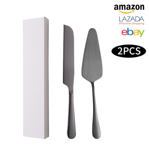 Amazon Stainless Steel Cake Server and Bread Knife 2-Piece Set Pizza Bread Knife Cake Server Service Set