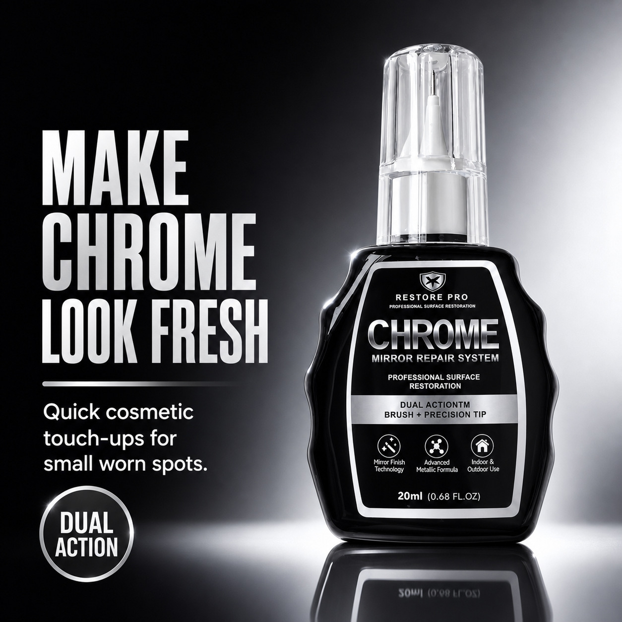 Cross-border car chrome touch-up pen, body trim scratch repair liquid, metal electroplated parts color-fading touch-up repair agent