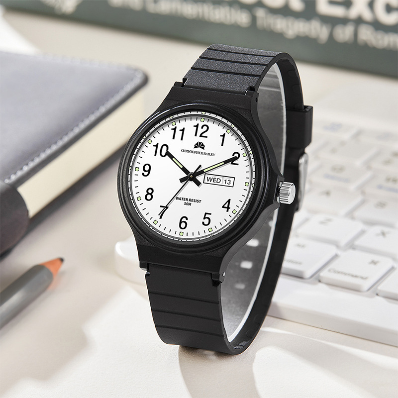 Simple Youth Sports Watch, Electronic Movement, Tpu Strap, Men's Watch, Black Dial