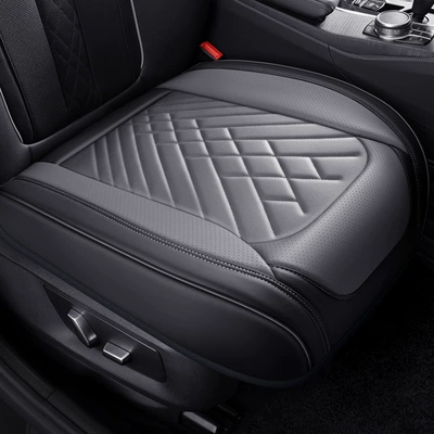 Seat cushion, seat cover Leather Three-Piece Car Cushion - black-and-gray-double-needle-single-seat
