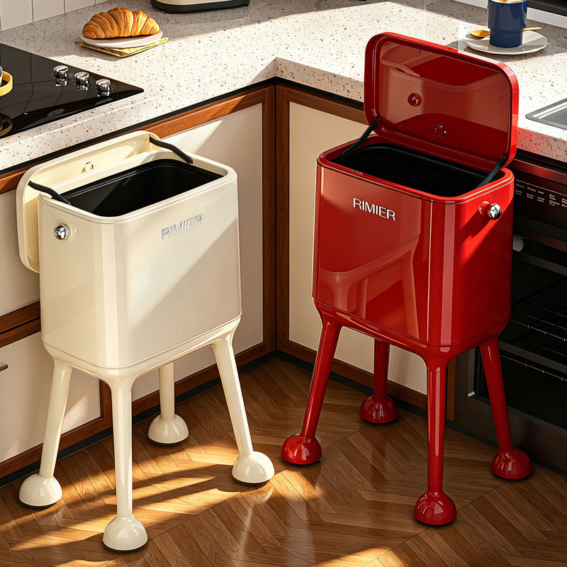 Household Trash Can for Kitchen, Living Room, Bedroom, and Bathroom, with Wheels, Movable Garbage Storage Bin, Large Capacity, No Need to Bend over Household Trash Can for Kitchen, Living Room, Bedroom, and Bathroom, with Wheels, Movable Garbage Storage Bin, Large Capacity, No Need to Bend over