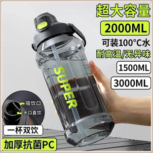 Large-Capacity Sports and Fitness Water Cup, High-Looking Cup, Straw, Outdoor Portable Space Kettle, Water Bottle