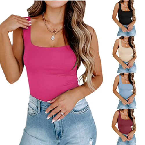 Summer European and American Women's Fashion Hot Selling Solid Color Bodycon Sexy Tank Top