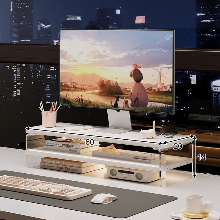 Doble capa de acrílico suspendido-60cm-blanco