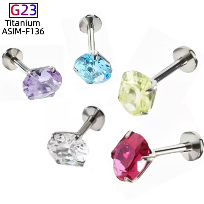 Pointed labret stud close-up product detail