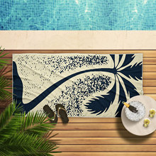 跨境专供3D数码印花超细纤维方形沙滩巾毛巾料方巾椰树系列一件起