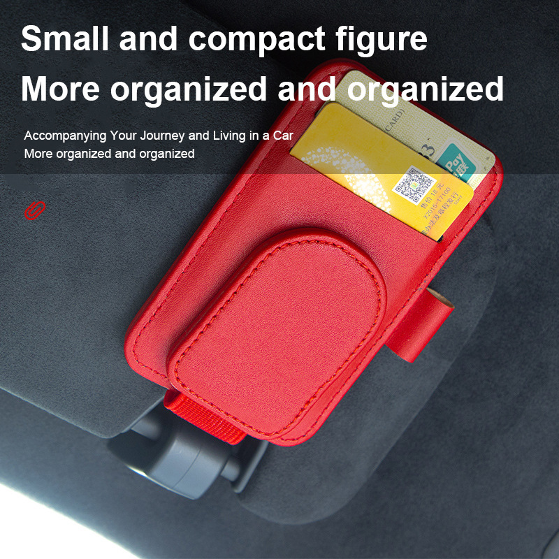 Car-Mounted Multifunctional Glasses and Ticket Holder, Practical High-End Round Eyeglass Clip, Multifunctional Accessory, Stylish