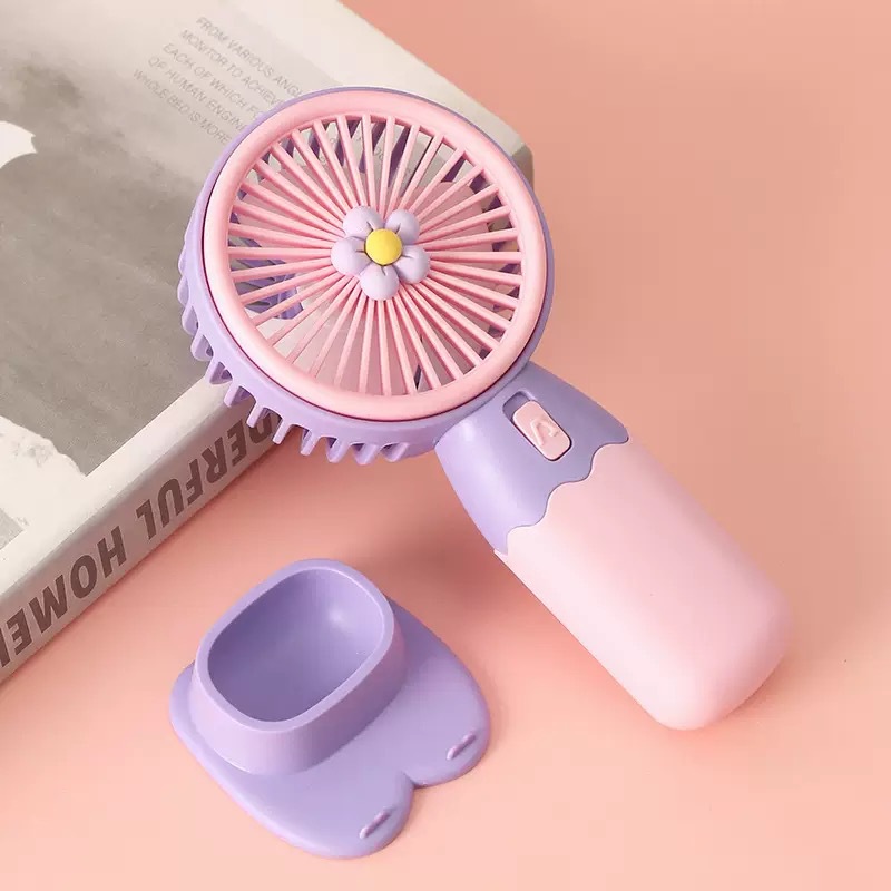 Mini ventilador portátil de color macarron con base, carga usb, pequeño ventilador de escritorio portátil regalo de verano image 15