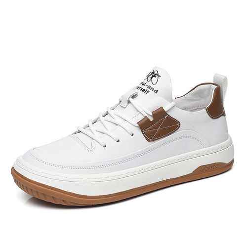 Clown shoes men's leather spring sports new trend Korean version men's white low-top casual sneakers small white shoes for men