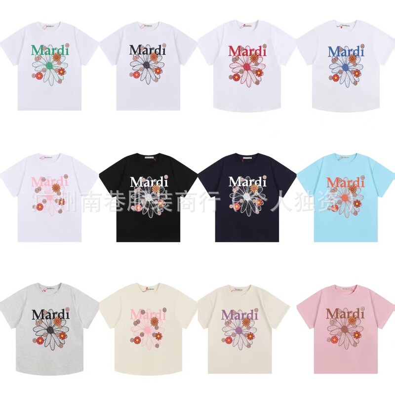 Cross-Border Summer New Style Mardi Chrysanthemum Print Lettering Unisex Loose Fit Round Neck Short-Sleeve T-Shirt Cross-Border Summer New Style Mardi Chrysanthemum Print Lettering Unisex Loose Fit Round Neck Short-Sleeve T-Shirt