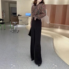 25883新大爱美依缘2025秋季新款港风碎花衬衫高腰阔腿裤洋气显瘦