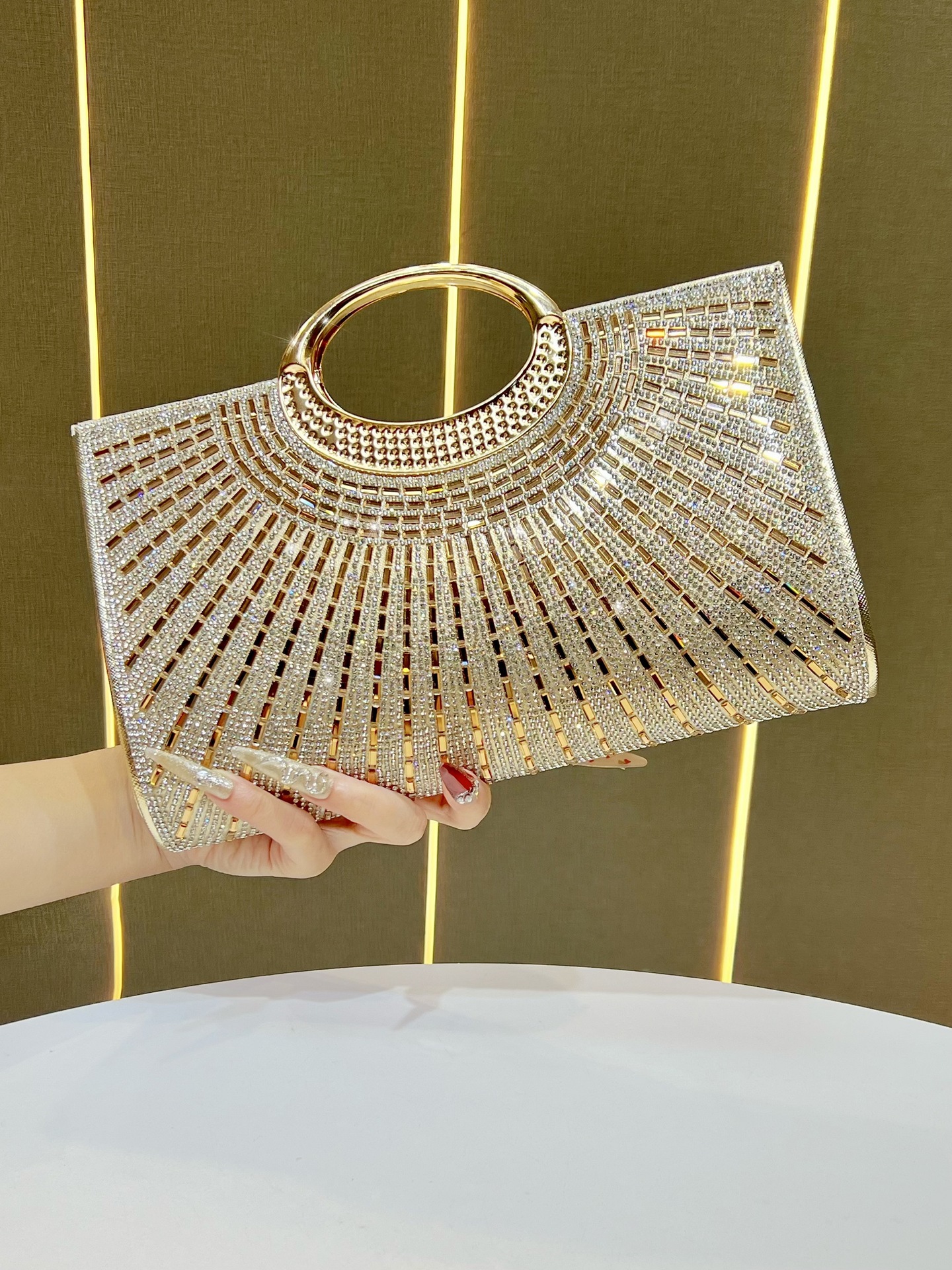 Qadın Rhinestone Zəncirli Axşam Çantası
