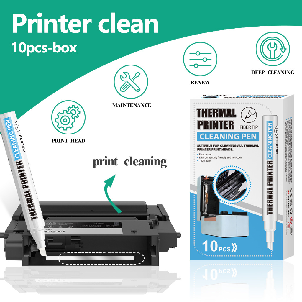 Impresora térmica transfronteriza Pluma de limpieza con alcohol Pluma de limpieza con cabezal de corte de fibra Pluma de limpieza de hoja adhesiva