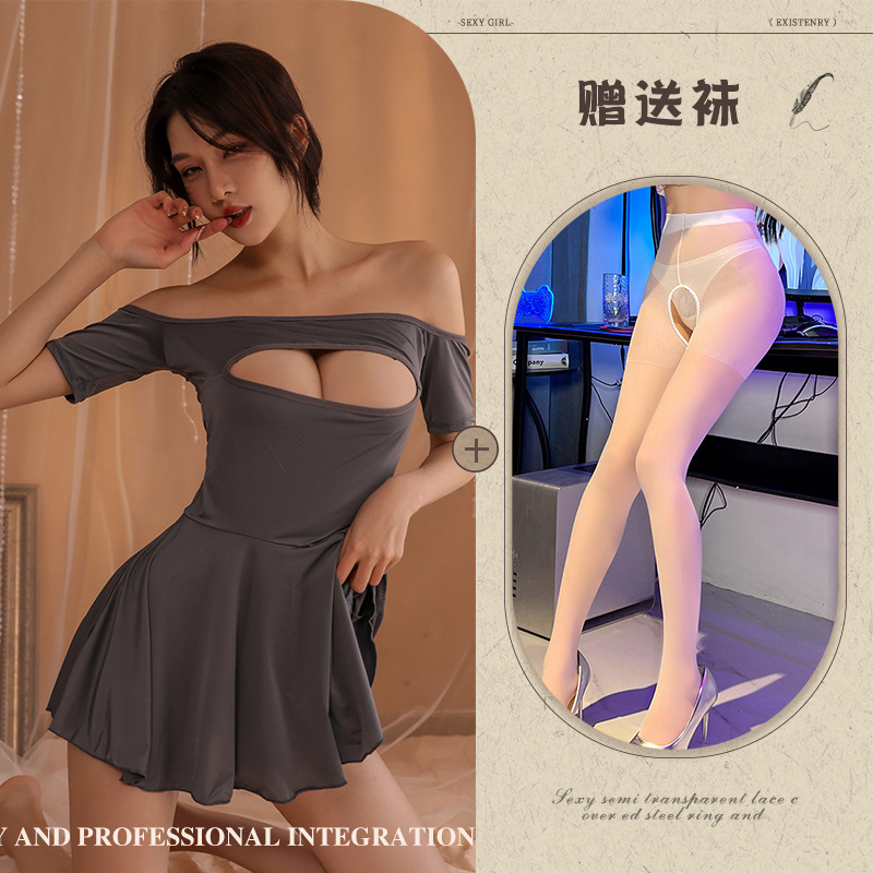 그레이 + 화이트 가랑이 없는 양말