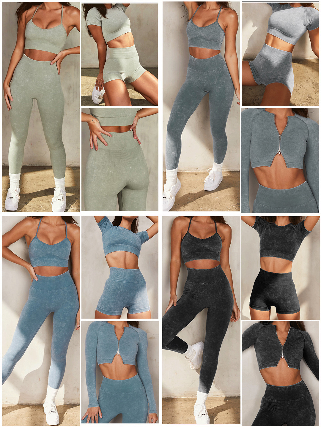 Spot Cross-border European And American New Sand-washed Seamless Body Yoga Clothes Women's Sling Bra Running Trousers Five-piece Suit