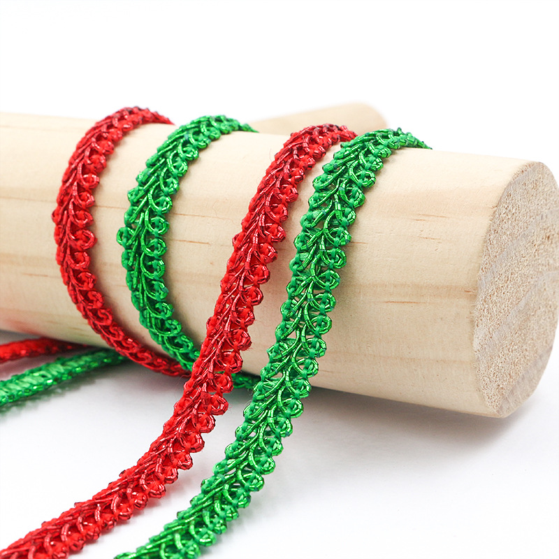 Venta caliente transfronteriza 0,8 cm poliéster color brillante ciempiés cinta de encaje color Navidad pequeña cinta textiles para el hogar accesorios de iluminación