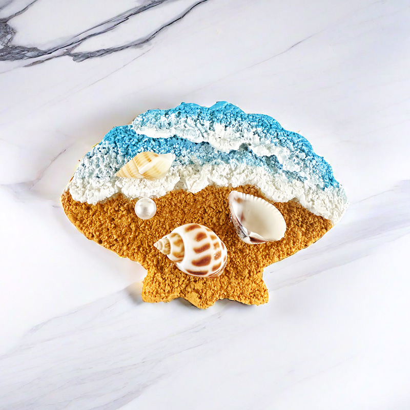 diy肌理画冰箱贴天然贝壳磁吸式立体浮雕海景彩绘贝壳冰箱贴