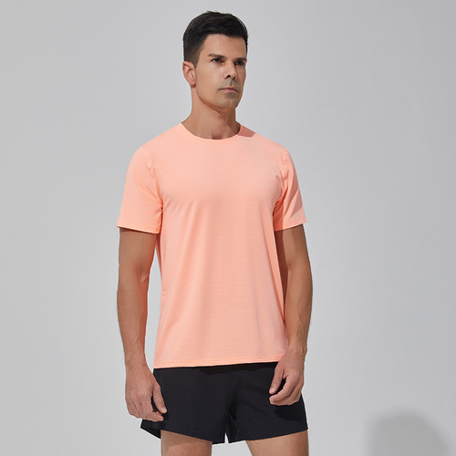 Quick-drying short-sleeved men's summer round neck sports T-shirt, outdoor marathon running fitness stretch breathable large size top