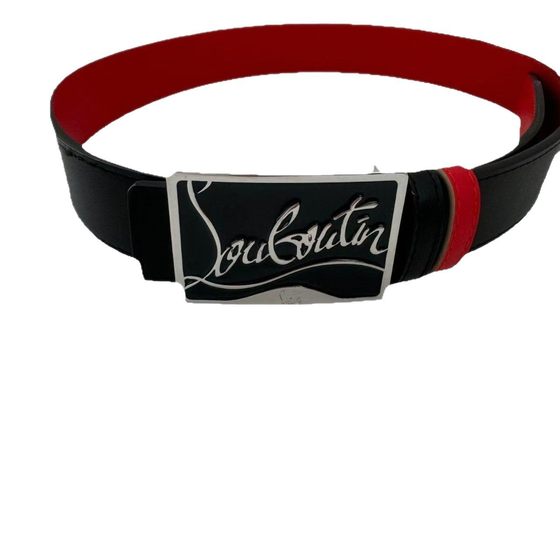 Light Luxury Korean Style Youth Men and Women Belt Double-sided Genuine Leather Belt Fashion Letter Smooth Buckle Belt 3.8cm Cross Border