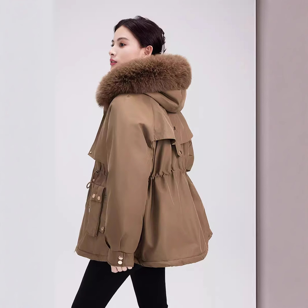 Paquete de algodón de mujer mediano largo invierno 2024 nuevo chaqueta de algodón de pluma pequeña chaqueta de algodón de moda