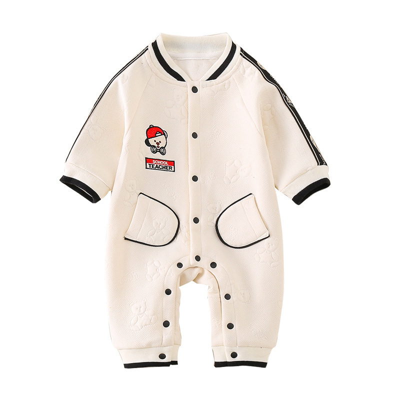 Bebé niños y niñas otoño cálido mono de dibujos animados bebé 0-1 años de edad doble capa mameluco estilo coreano mameluco